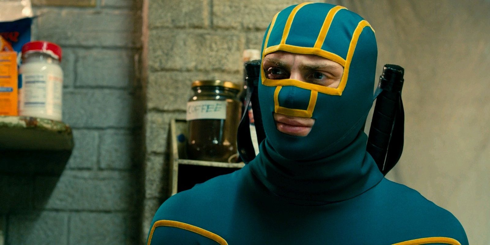 Kick-Ass (Aaron Johnson) looking confused in Kick-Ass 2