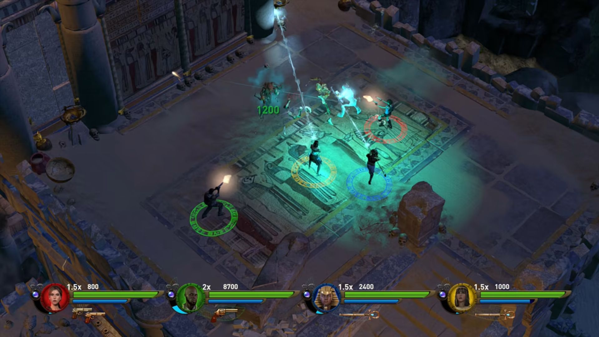 Lara Croft and additional players defeating enemies in Lara Croft Collection