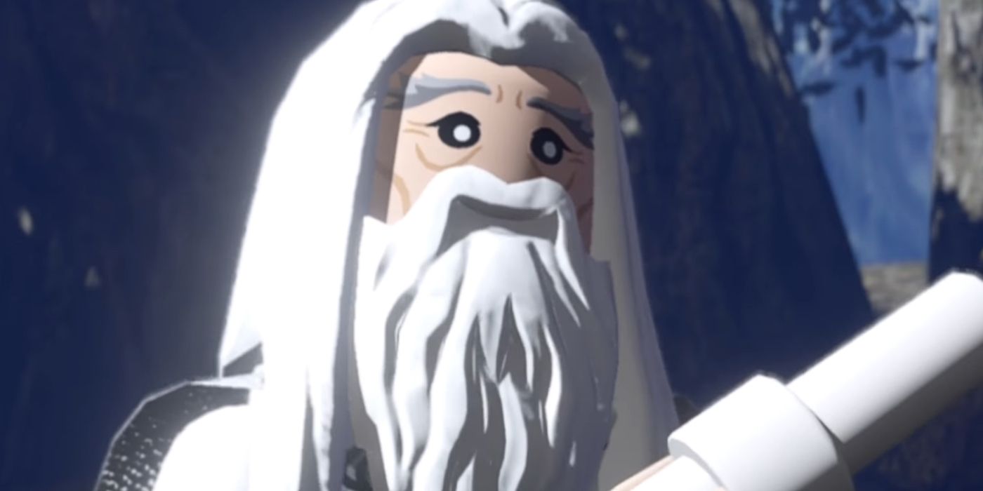 Gandalf si Putih di LEGO LOTR saat dia muncul di Hutan Fanghorn.