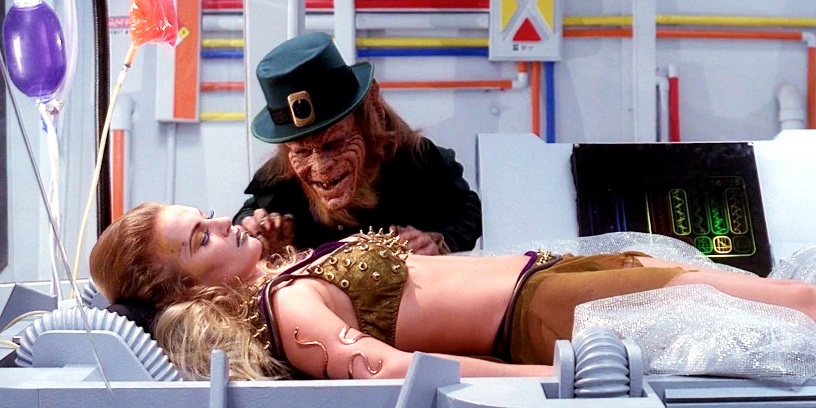 Leprechaun watching a young woman in a hospital in Leprechaun 4 in Space