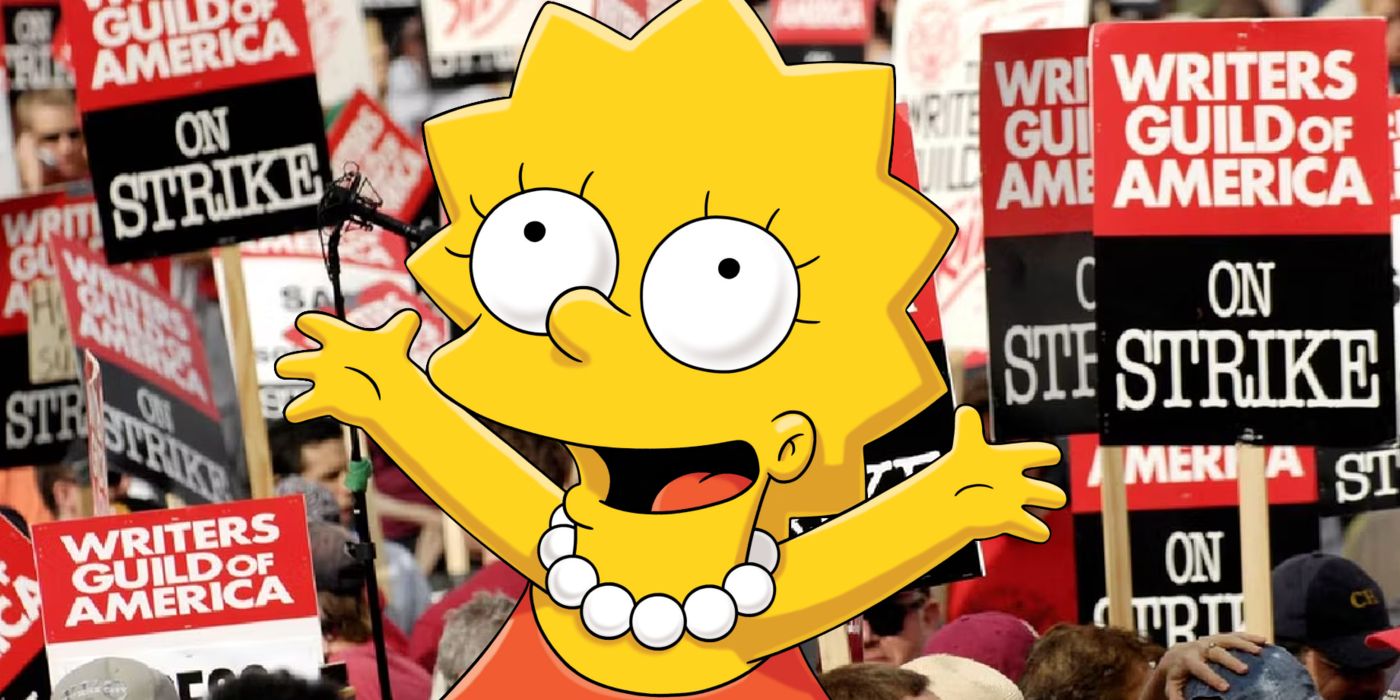 Lisa Simpson in Front of the WGA Writers Strike Signs