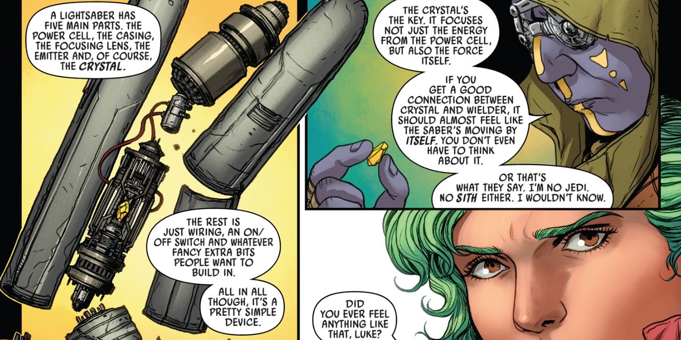 Luke Skywalker aprende como é uma verdadeira conexão com um sabre de luz com o Dr. Cuata em Star Wars 35