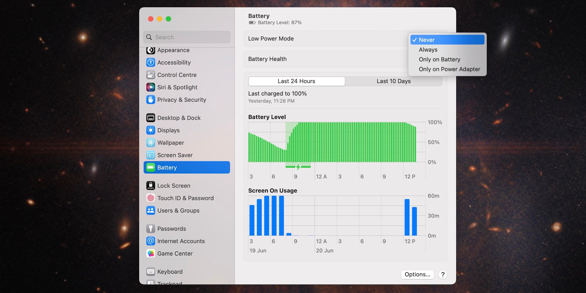 MacBook Low Power Mode Settings
