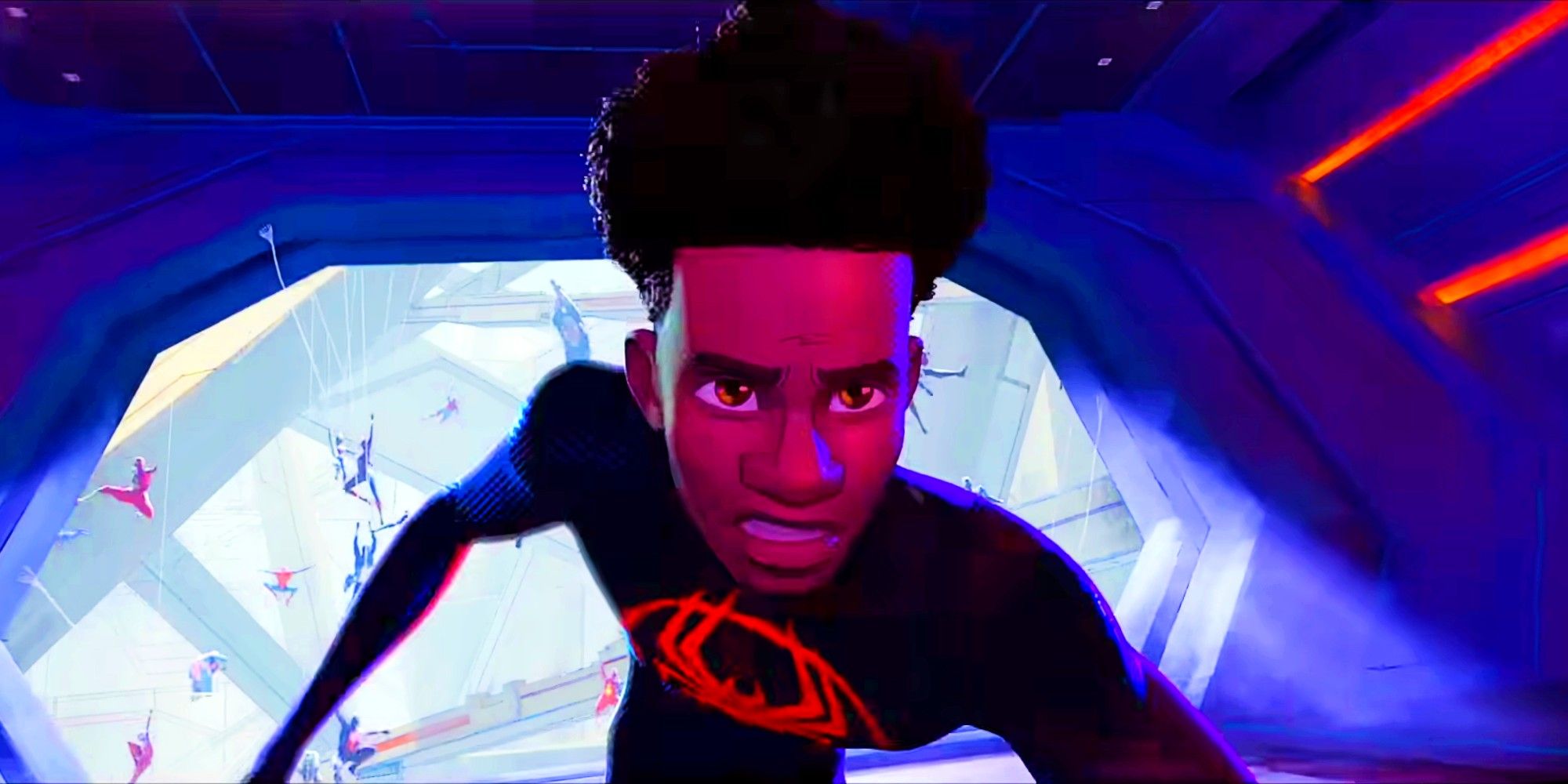 Miles Morales Running From The Spider-Society In Spider-Man Across the Spider-Verse