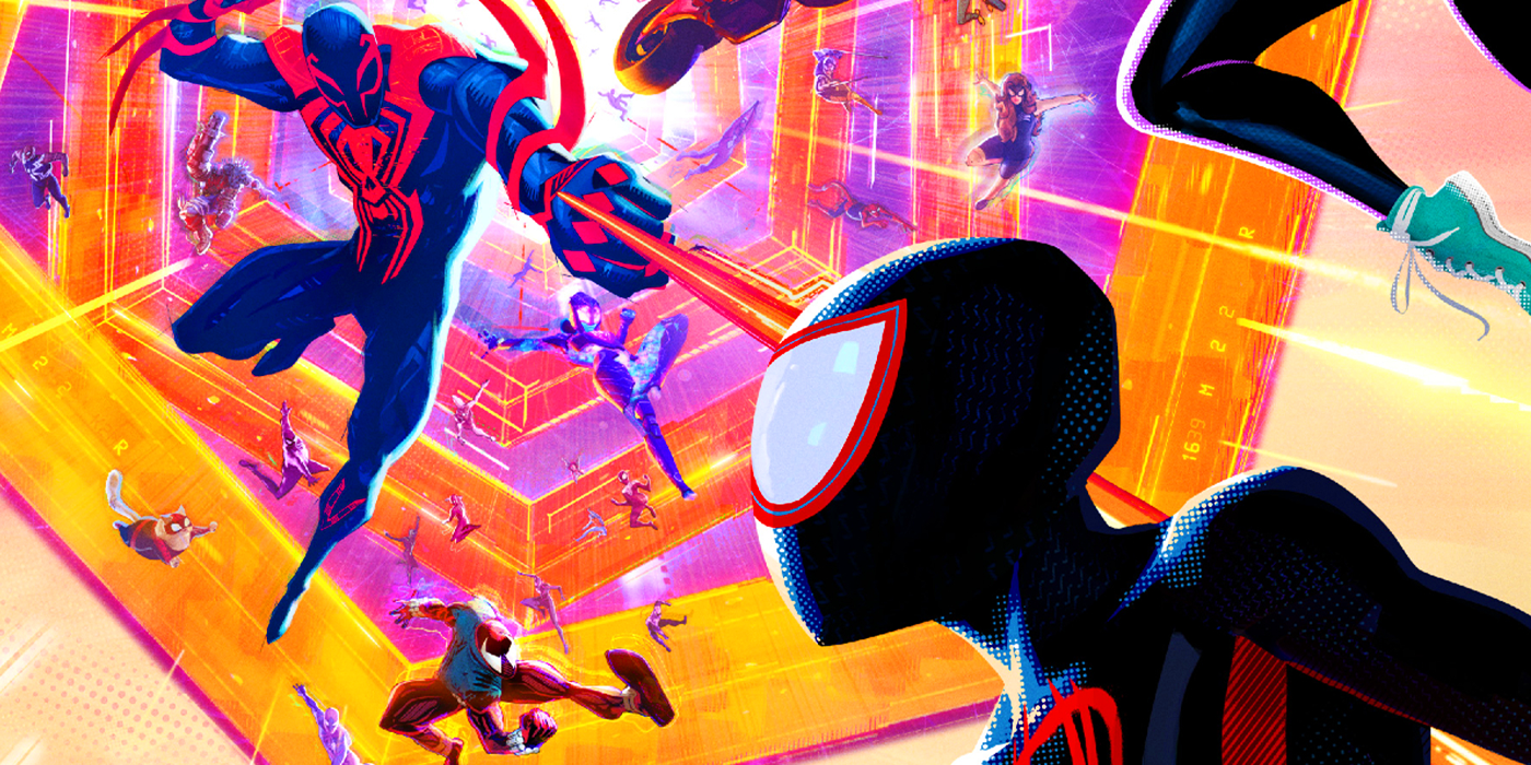 miles morales with the spider society in spider-man across the spider-verse