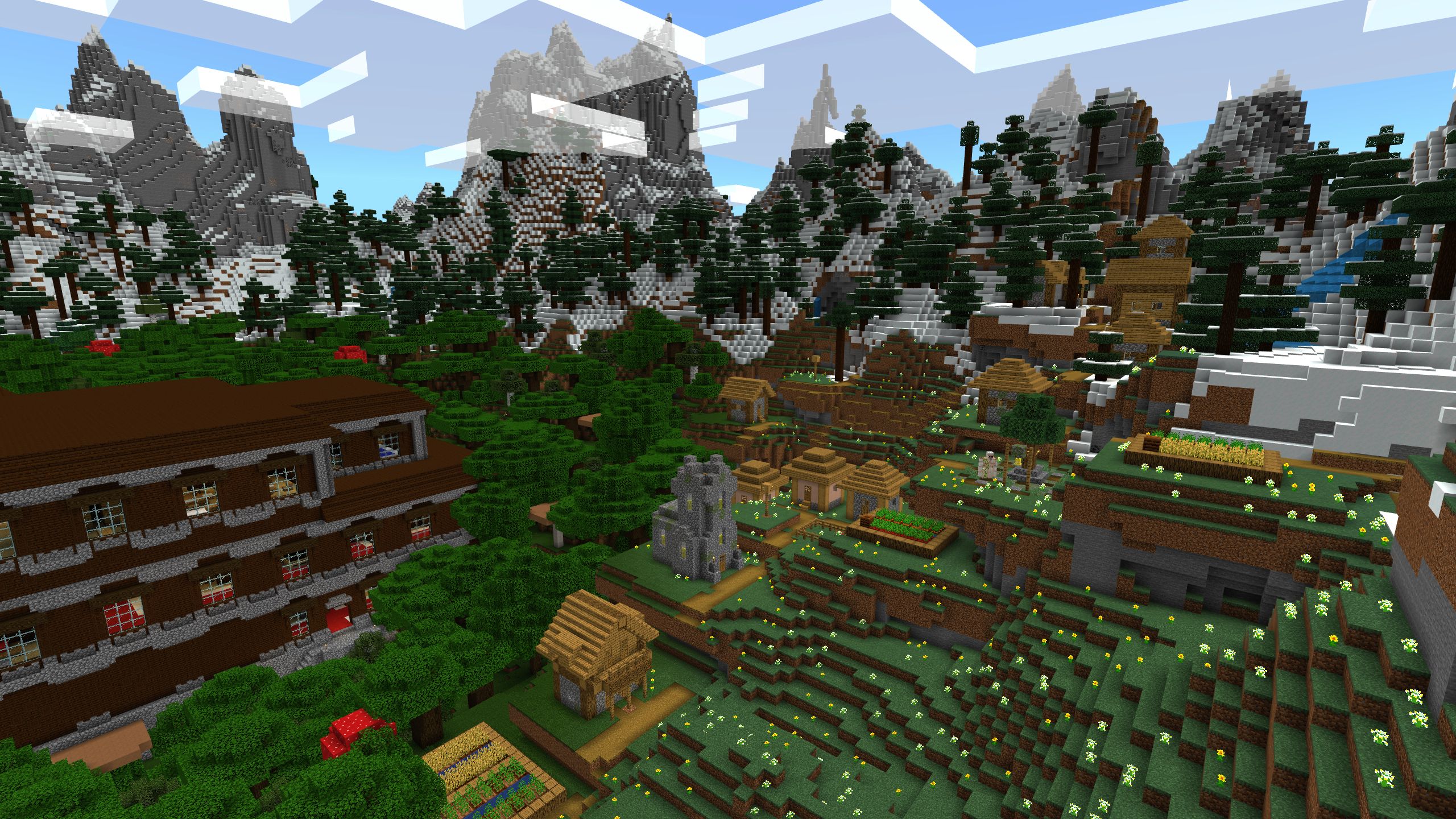 Minecraft Bedrock Edition Village Near Woodland Mansion In Snowy Taiga Biome