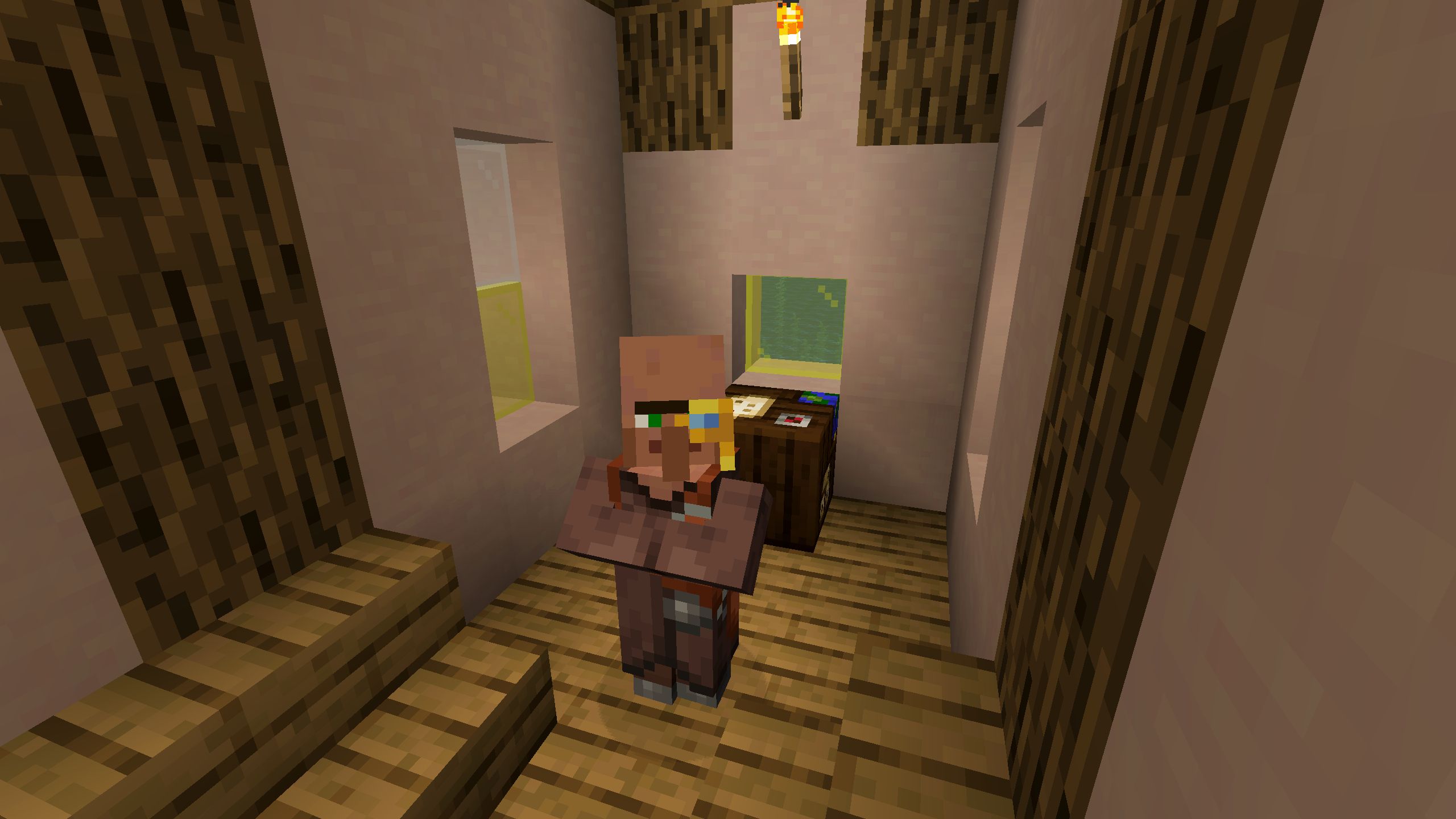 Minecraft Cartographer Villager Standing By Cartography Table