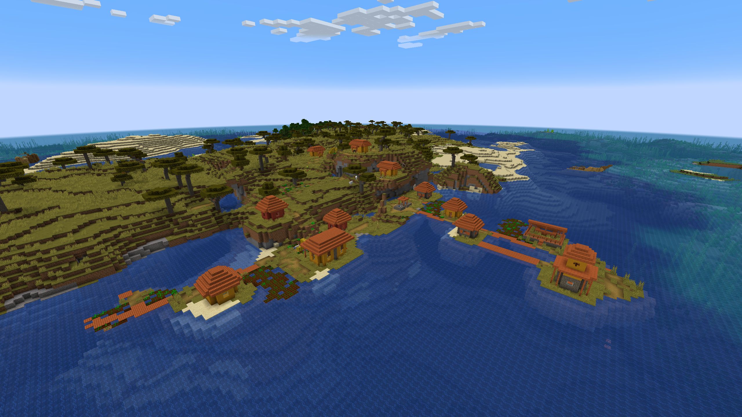 Minecraft Java Edition Village On Island In Savannah Biome