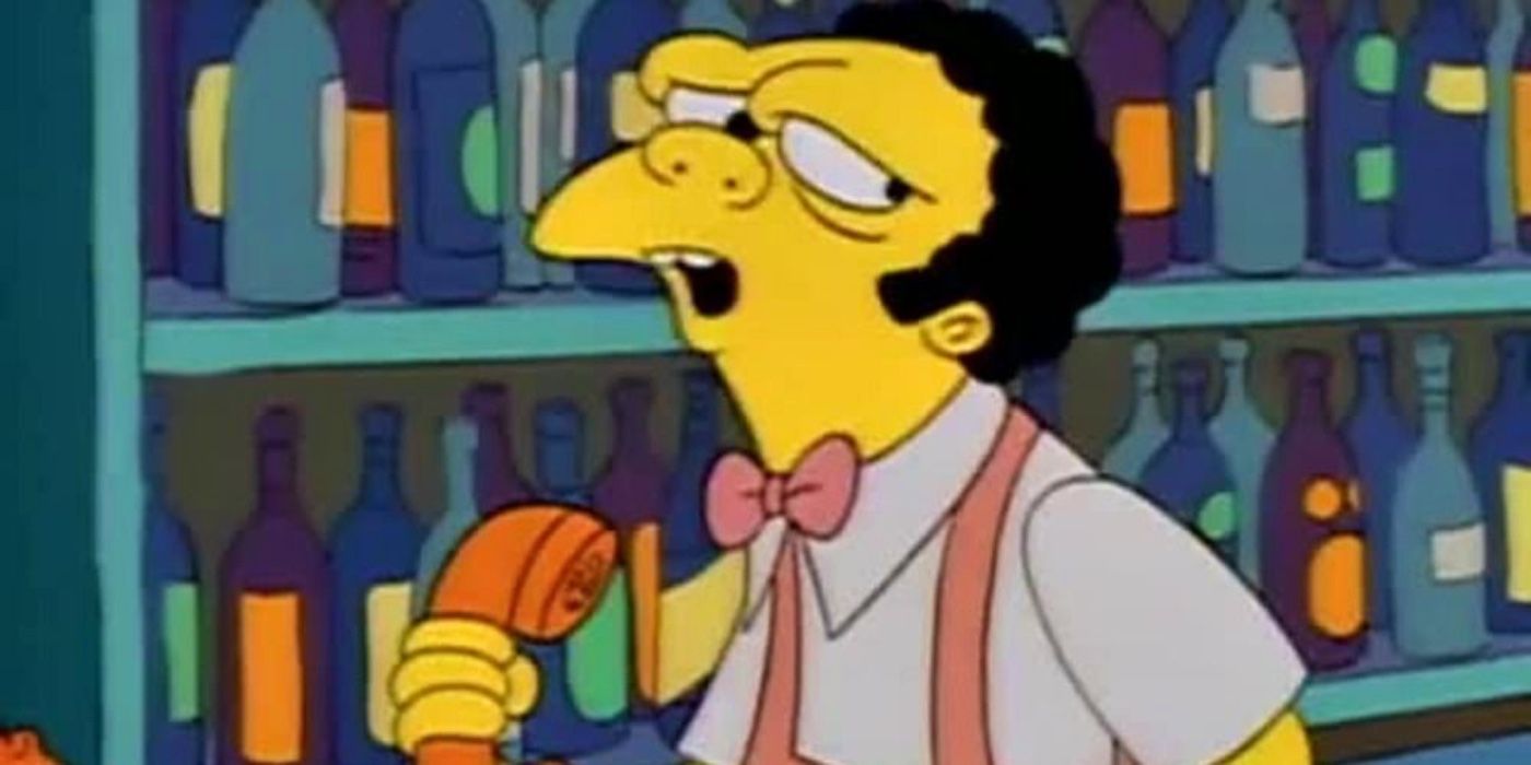 Moe answering the phone on The Simpsons