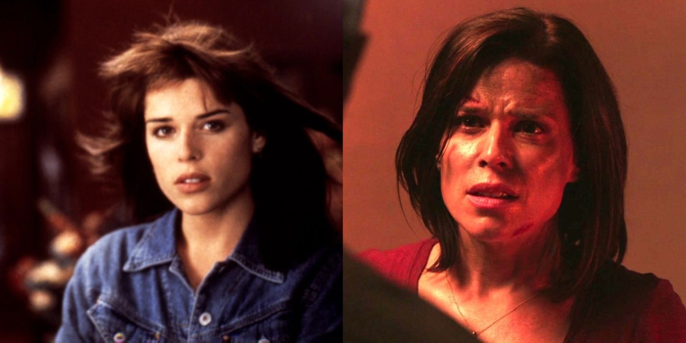 Neve Campbell as Sidney Prescott and Sarah Sawyer.