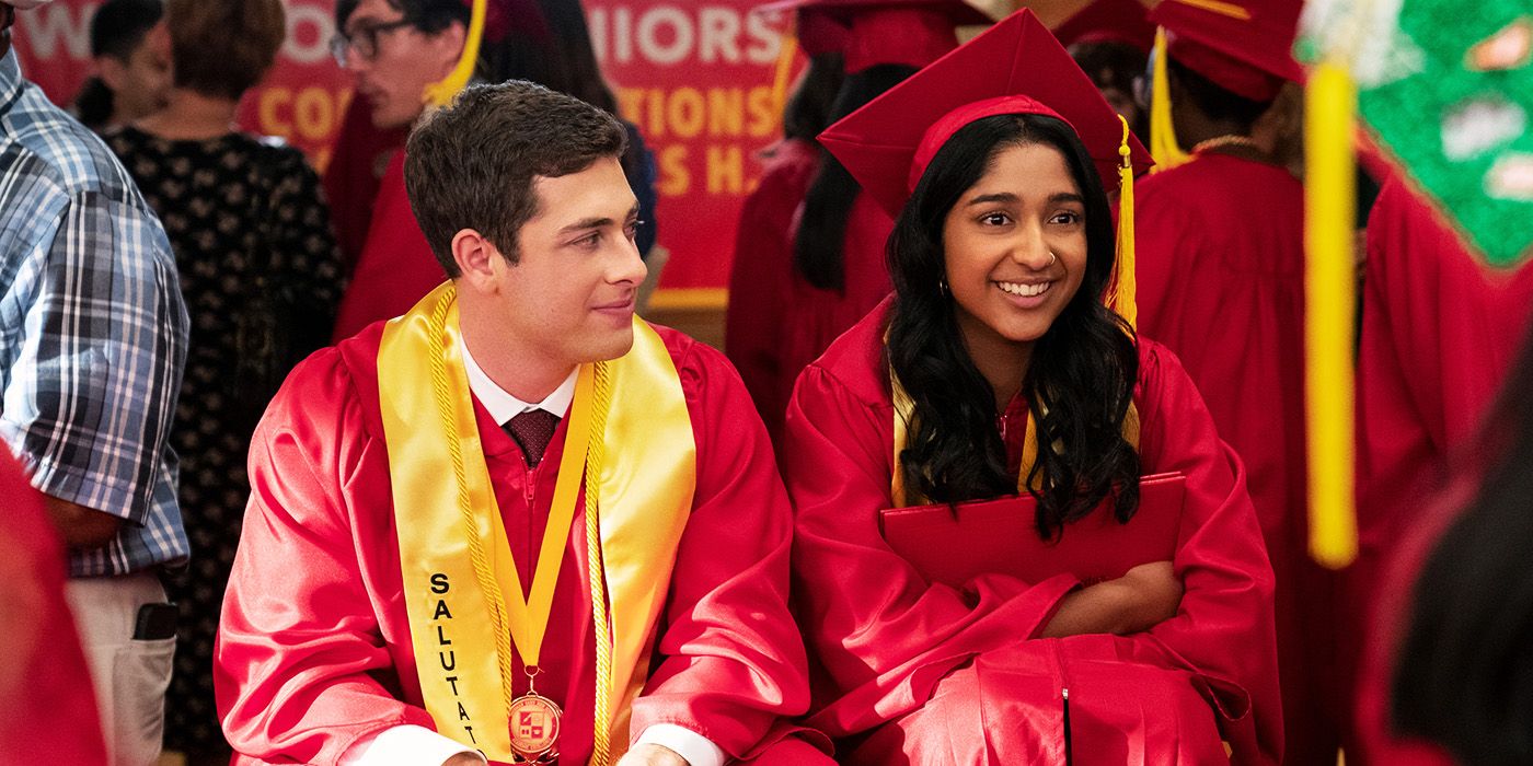 Devi and Ben sitting together at graduation in Never Have I Ever Season 4