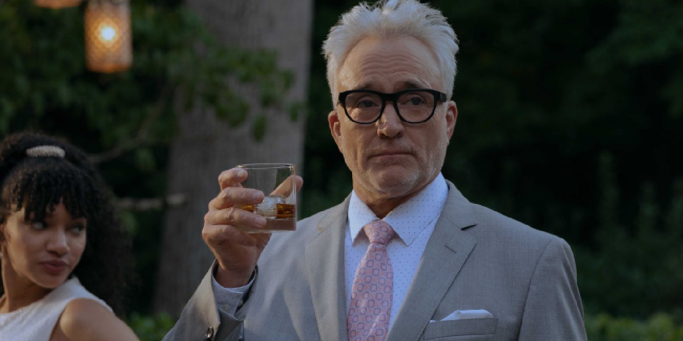Bradley Whitford as Eric Haas II holding up a whiskey in Echo 3