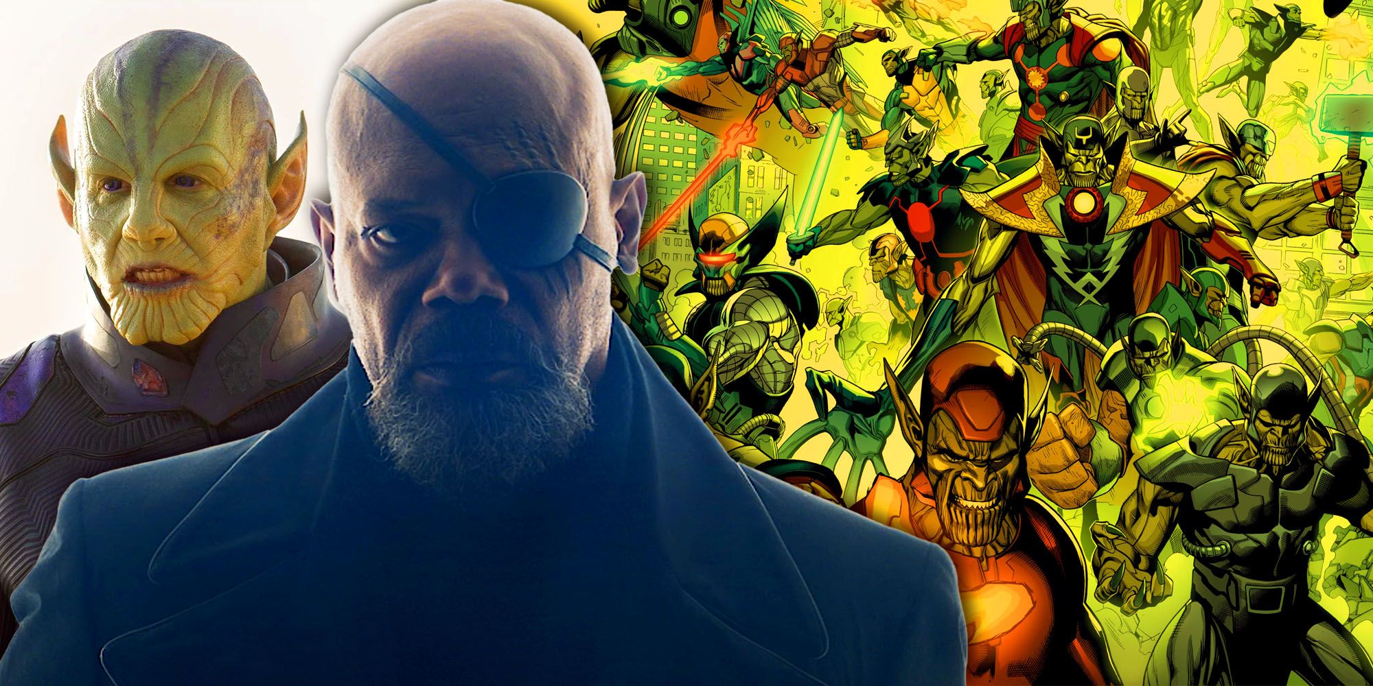 nick fury and talos in the mcu with the secret invasion story in marvel comics