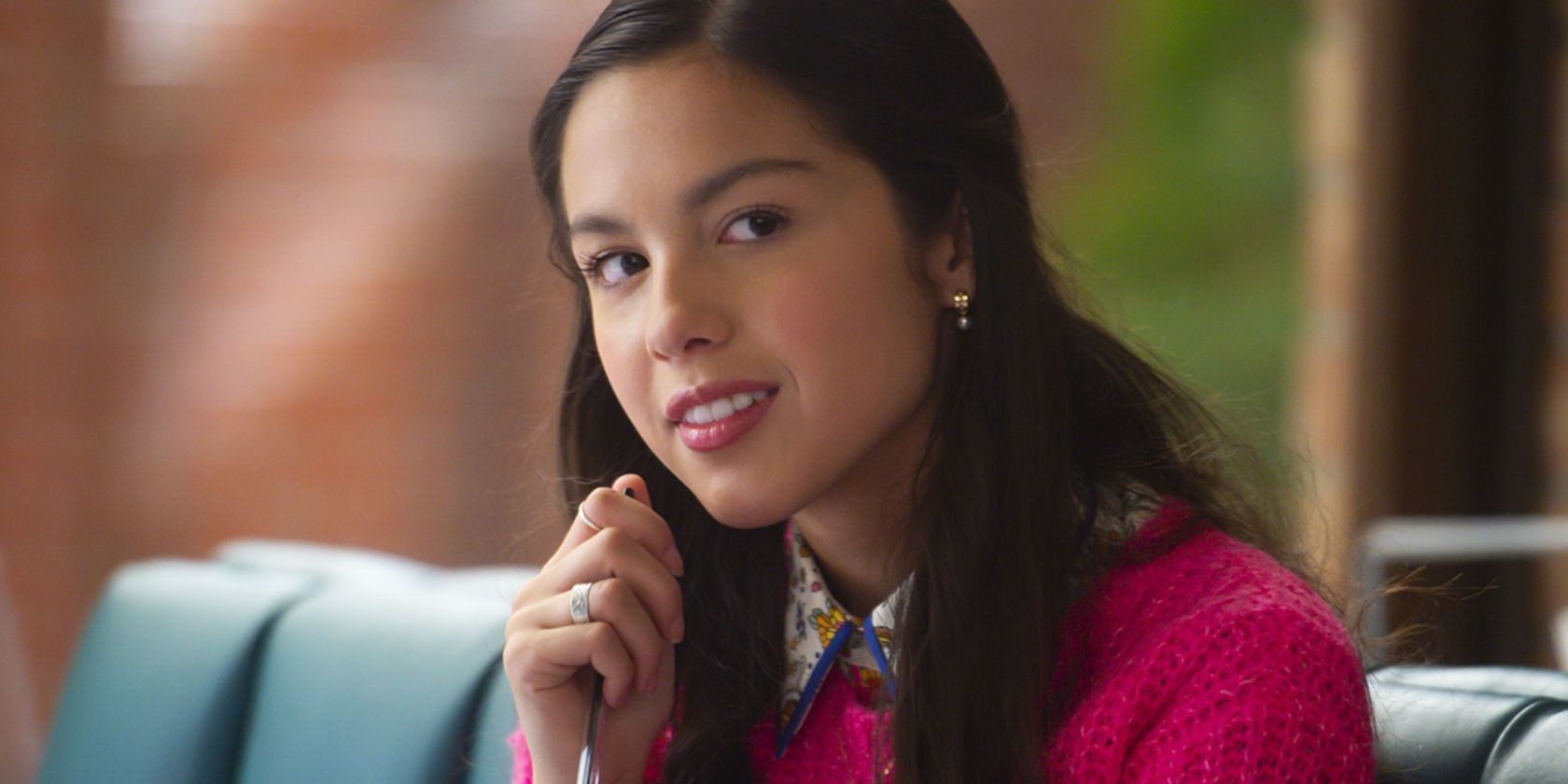 Olivia Rodrigo smiling in High School Musical The Musical The Series