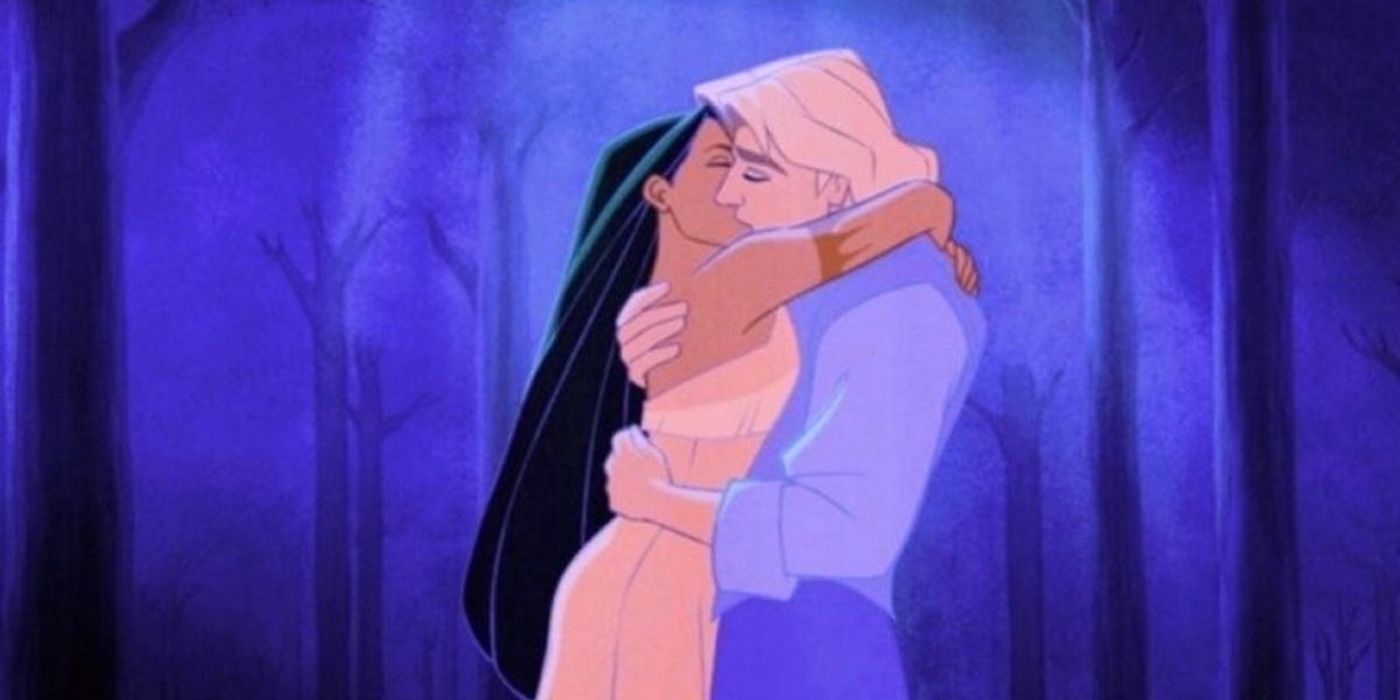 Pocahontas and John Smith kiss