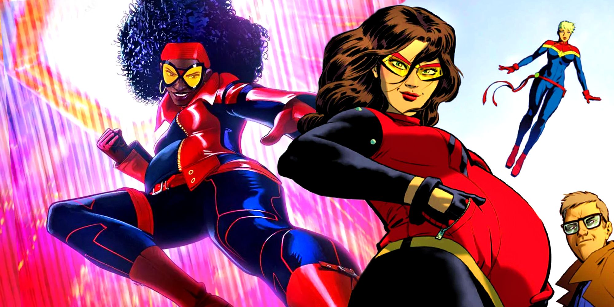 Pregnant Spider-Woman Jessica Drew in Spider-Man Across the Spider-Verse and Marvel Comics