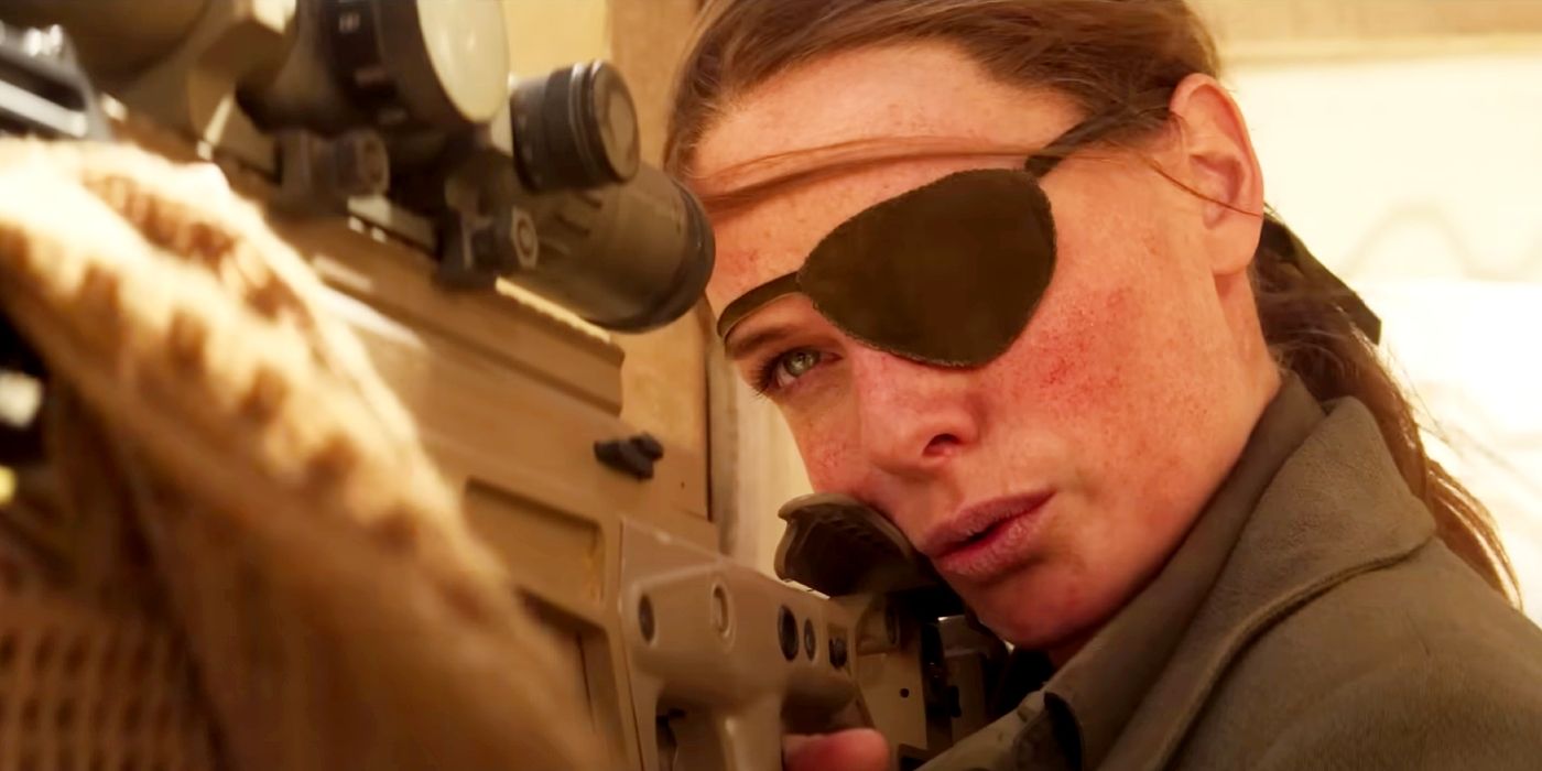 Rebecca Ferguson wearing an eyepatch as Ilsa Mission Impossible 7.