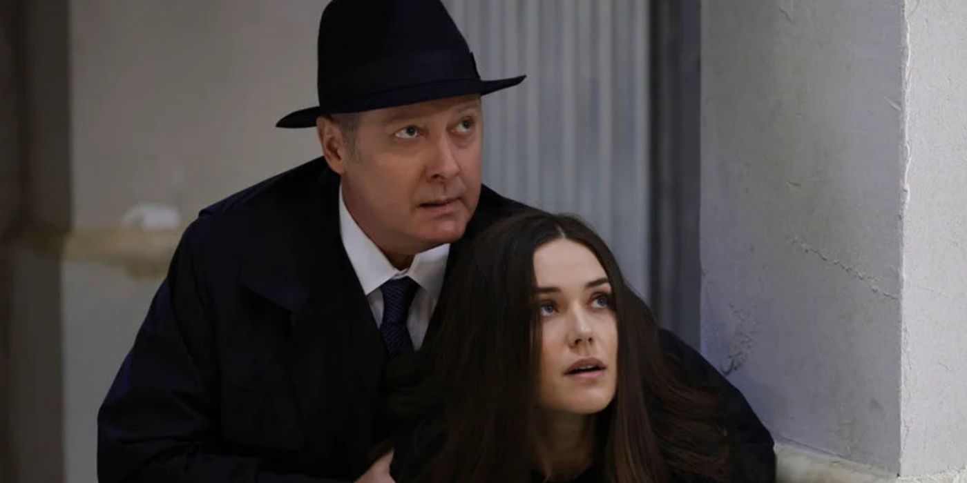 Red and Zoe looking up in The Blacklist