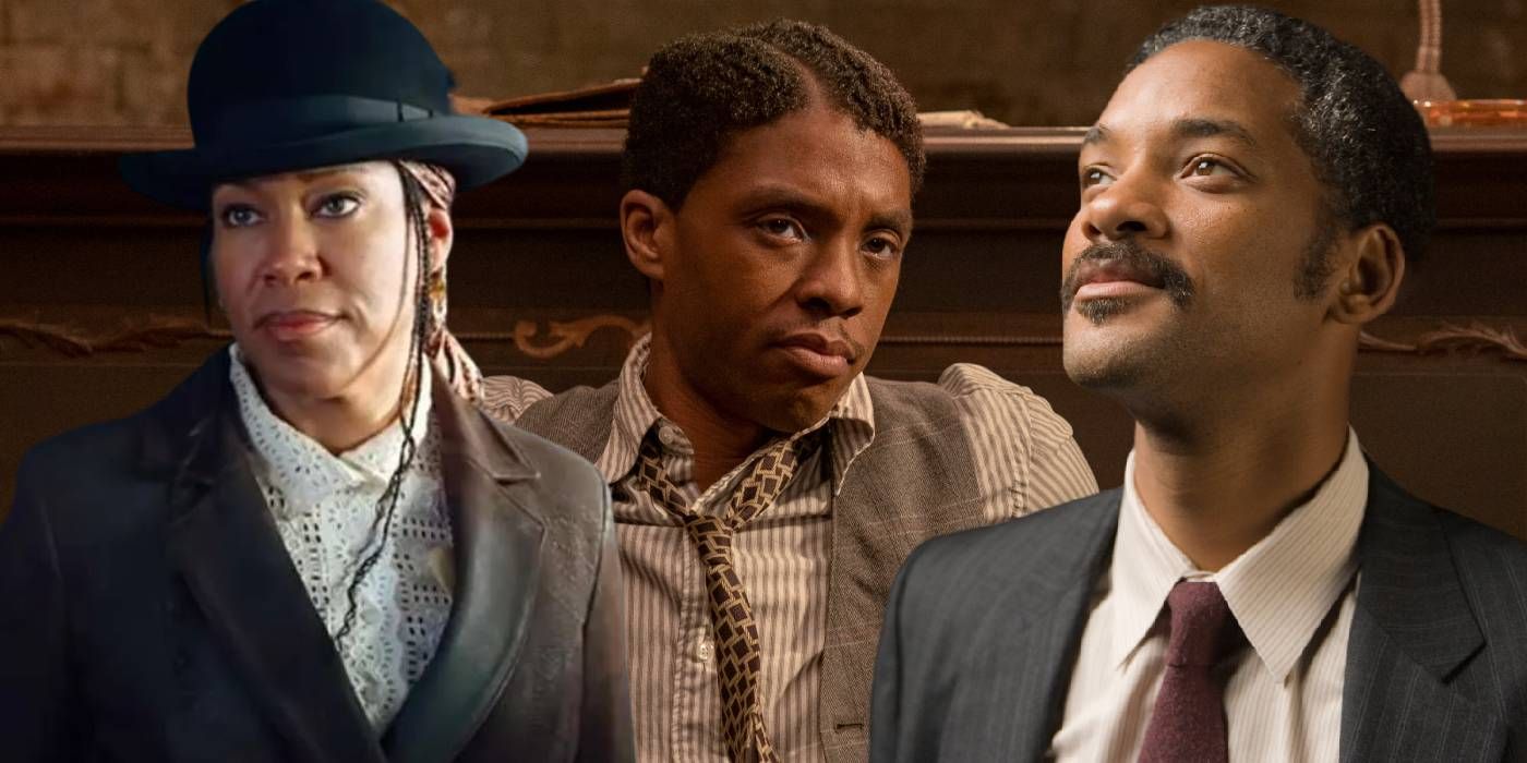 Regina King in The Harder They Fall, Chadwick Boseman in Ma Rainey's Black Bottom, and Will Smith in The Pursuit of Happyness