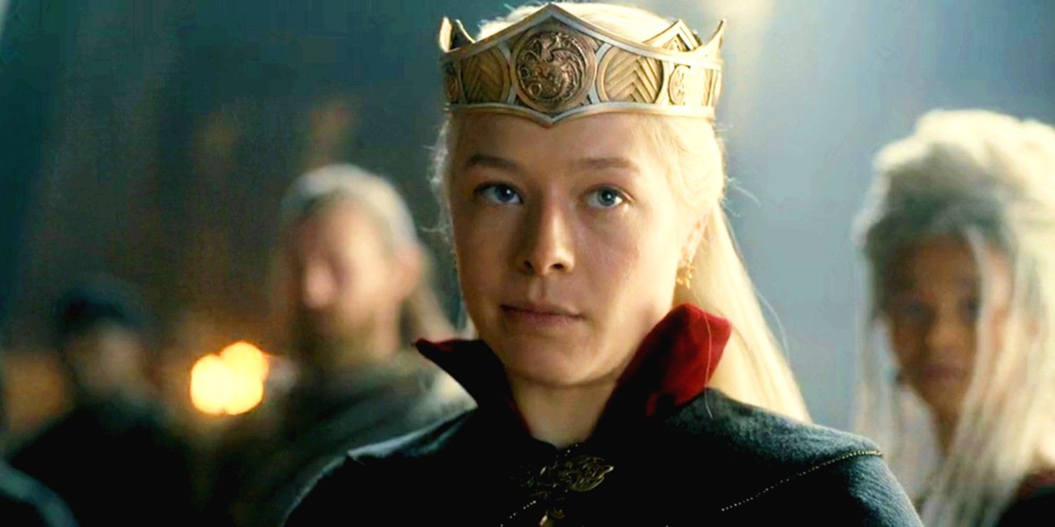 Rhaenyra Targaryen smirking in House of the Dragon season 1 episode 10