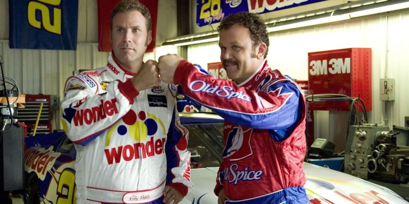 Ricky and Cal doing the Shake and Bake fist bump in Talladega Nights