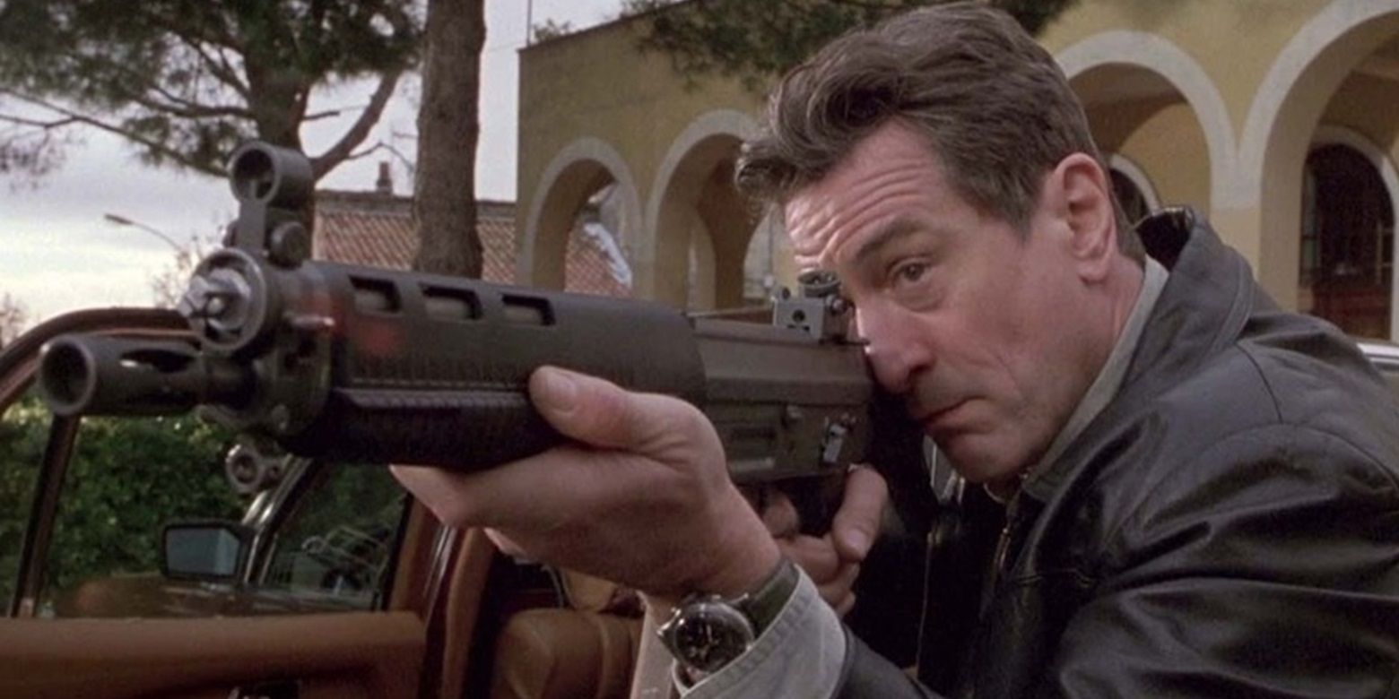 Robert De Niro with a machine gun in Ronin