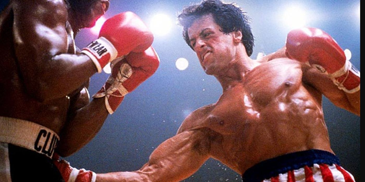 Sylvester Stallone fighting Mr. T in Rocky 3.