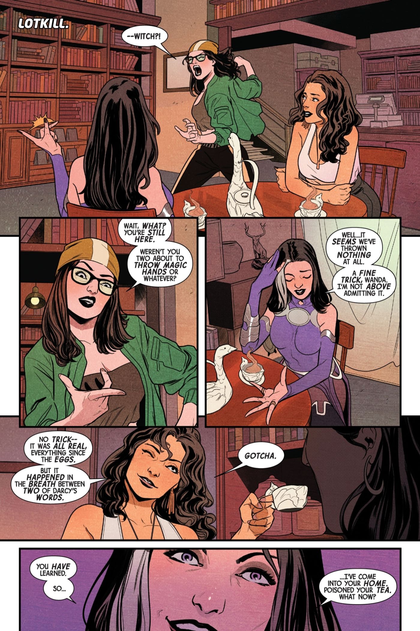 Scarlet Witch describing her speed to Darcy and Agatha.