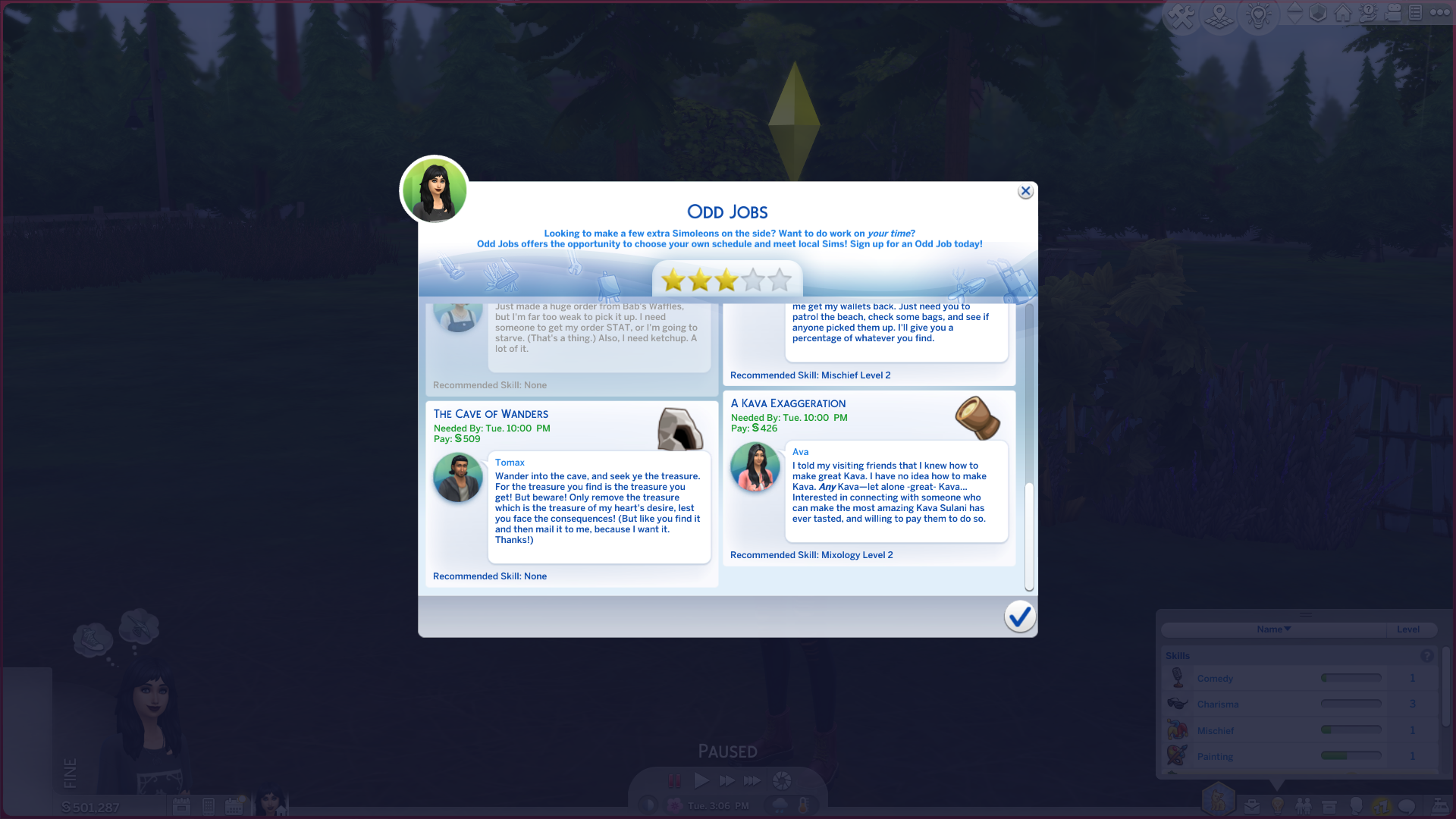 لوحة الوظائف الفردية في Sims 4