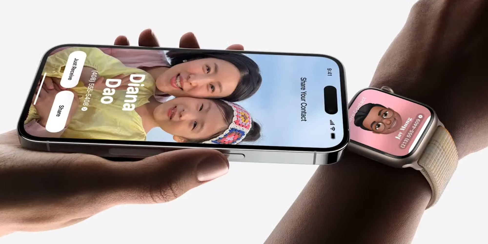 berbagi kontak dari iPhone ke Apple Watch menggunakan NameDrop