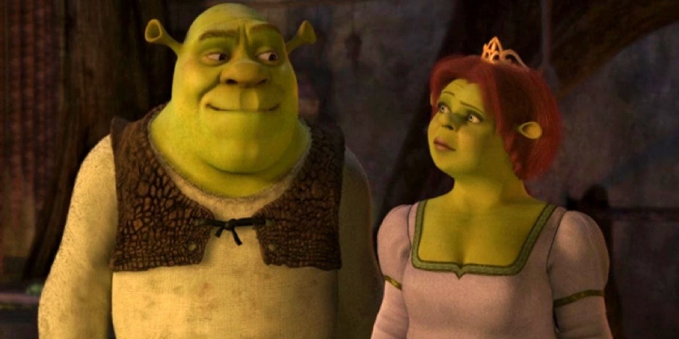 Shrek and Fiona looking at one another in Shrek 2