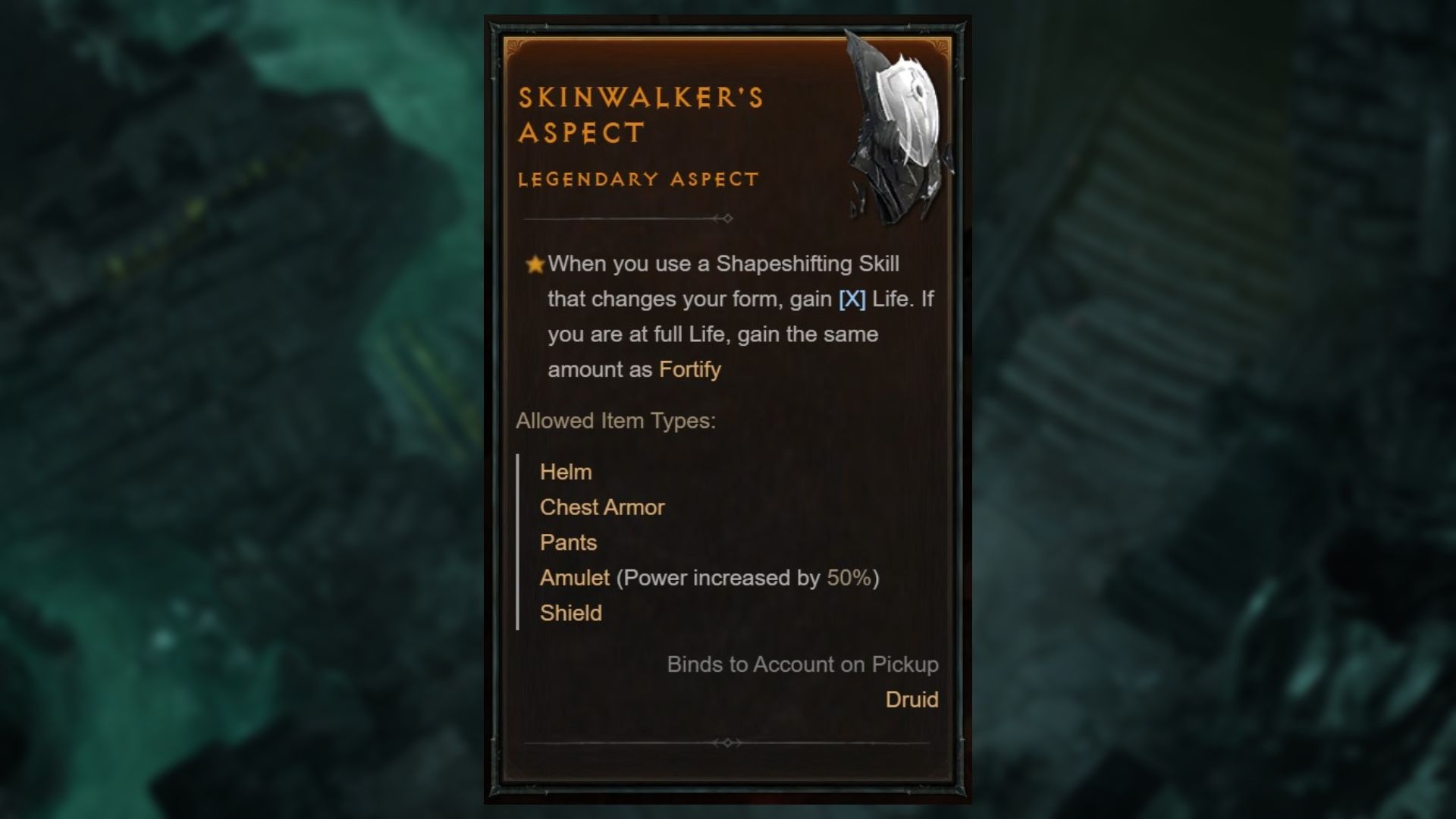 Skinwalker's Aspect in Diablo 4