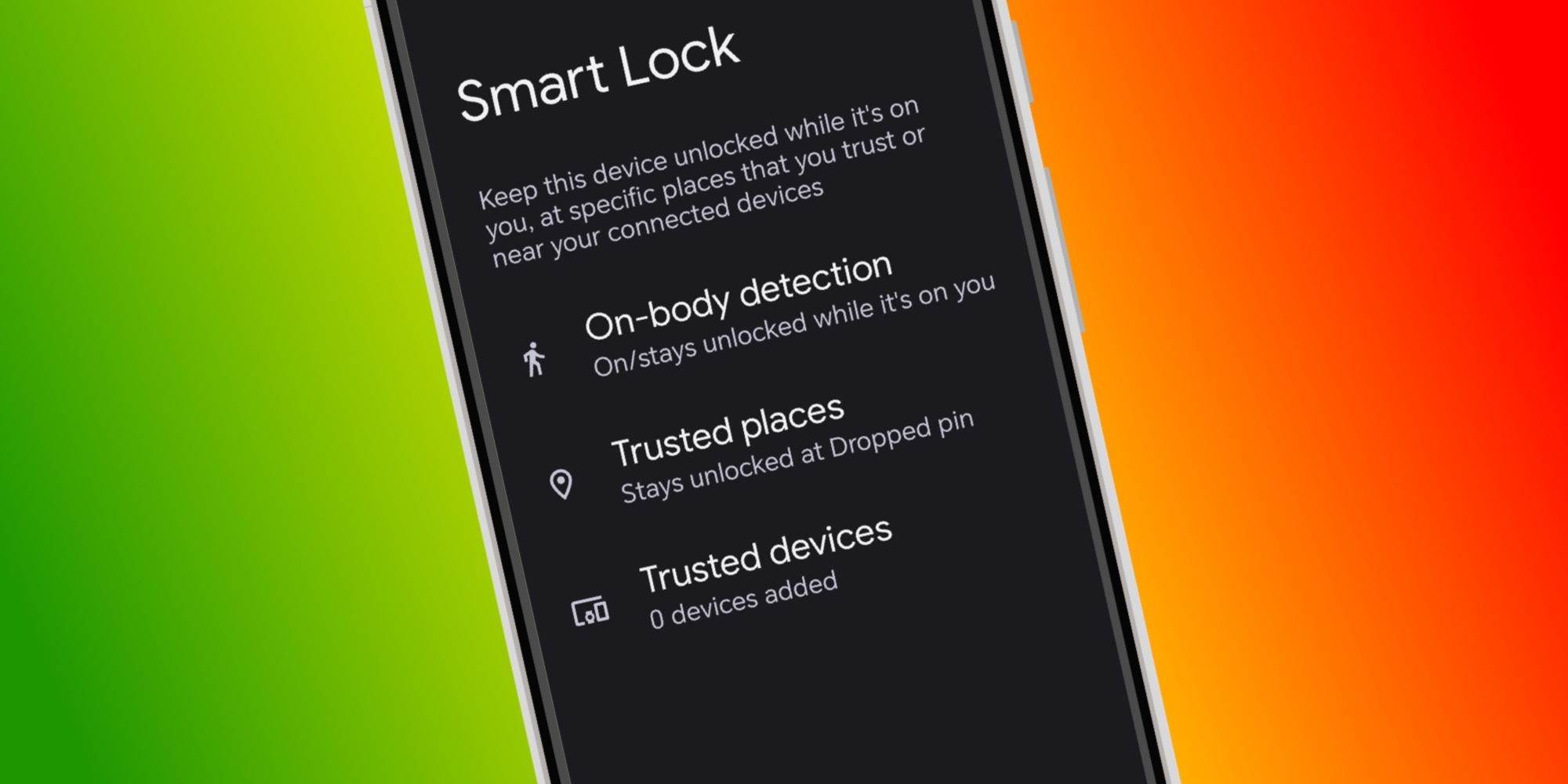 Smart Lock settings on Android
