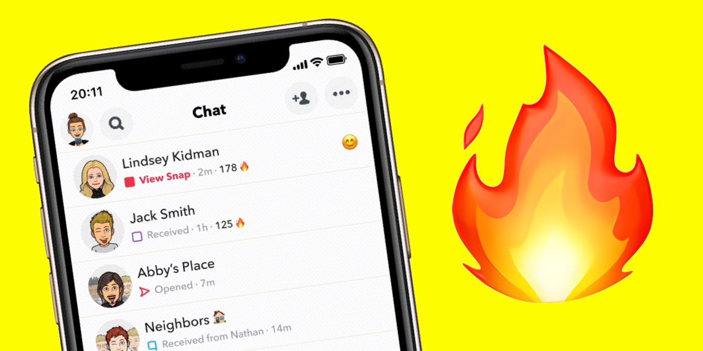 Snapchat Snapstreak next to fire emoji