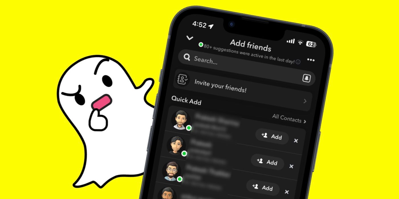 Snapchat Green Dot Activity Indicator on Quick Add screen