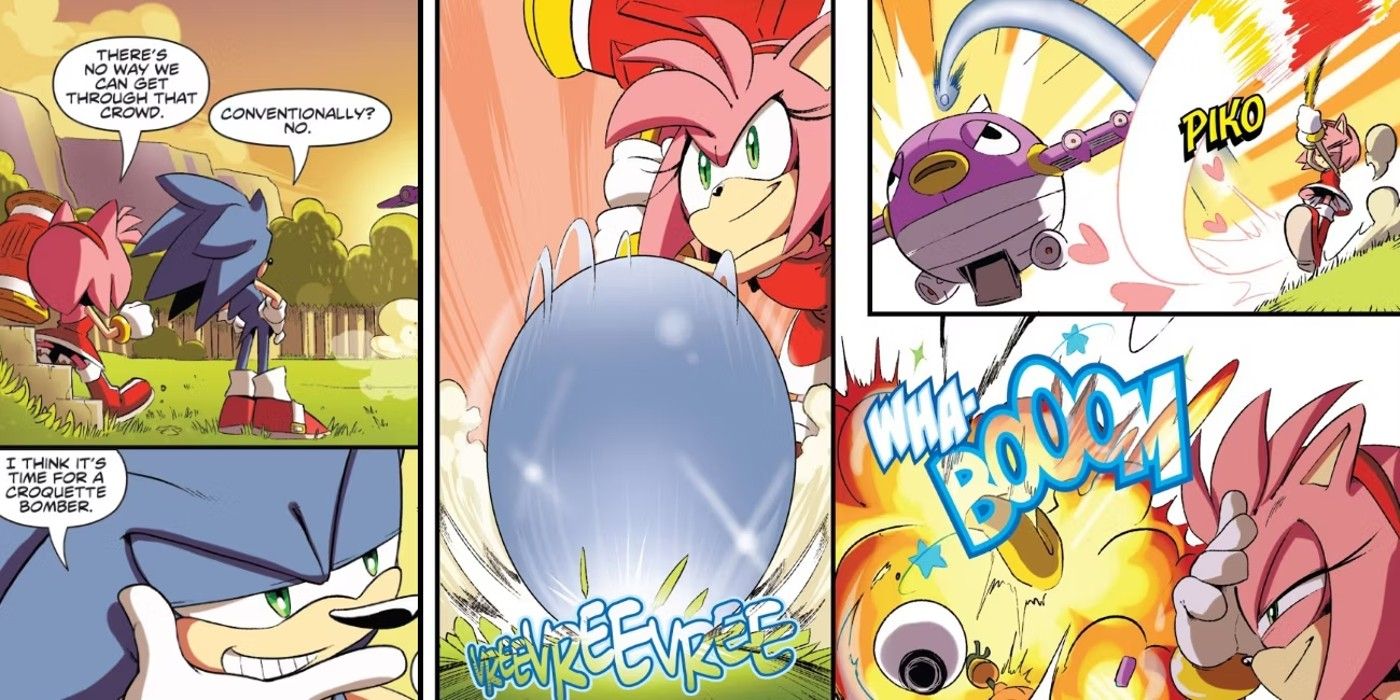 Sonic The Hedgehog Amy hits the hammer