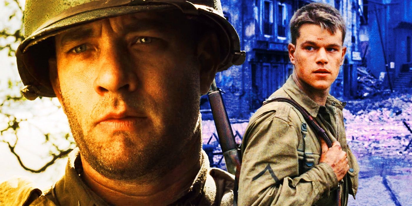 Tom Hanks e Matt Damon em O Resgate do Soldado Ryan, de Steven Spielberg
