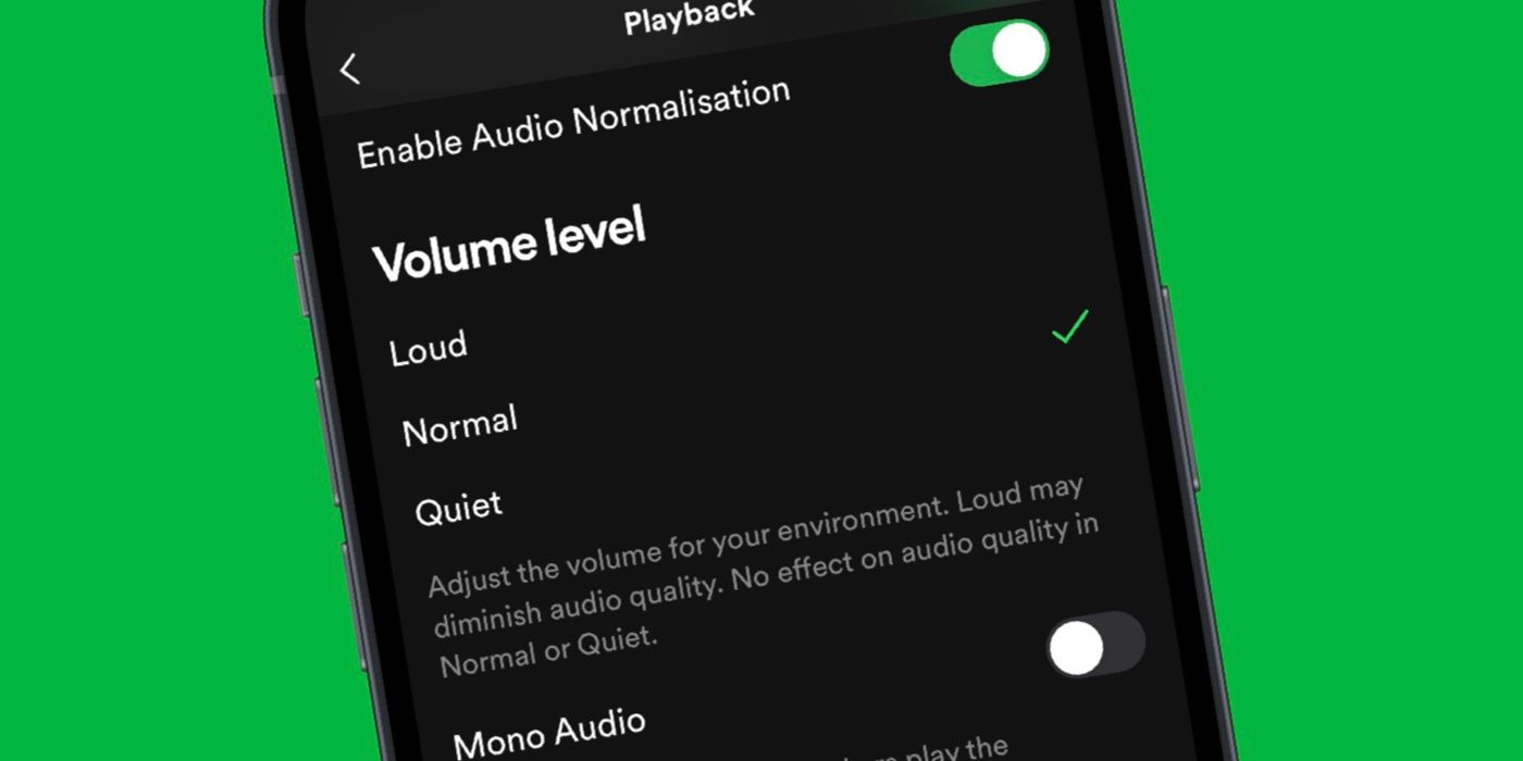 Spotify Audio Normalization settings on iOS app