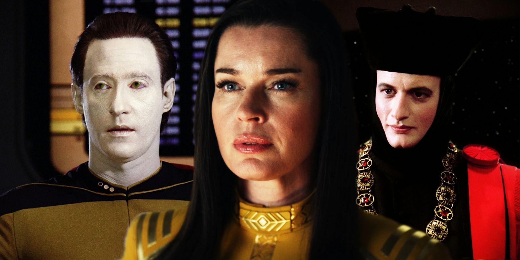Brent Spiner, Rebecca Romijn and John de Lancie in Star Trek's best courtroom episodes