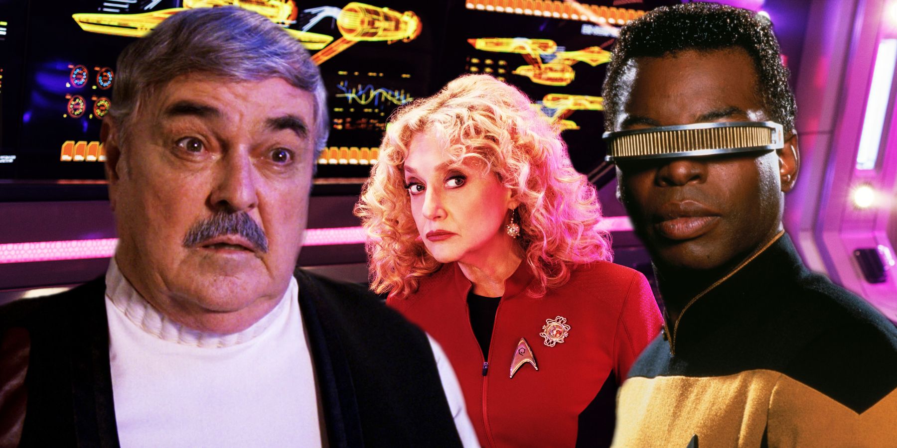 Scotty, Pelia and Geordi in Star Trek