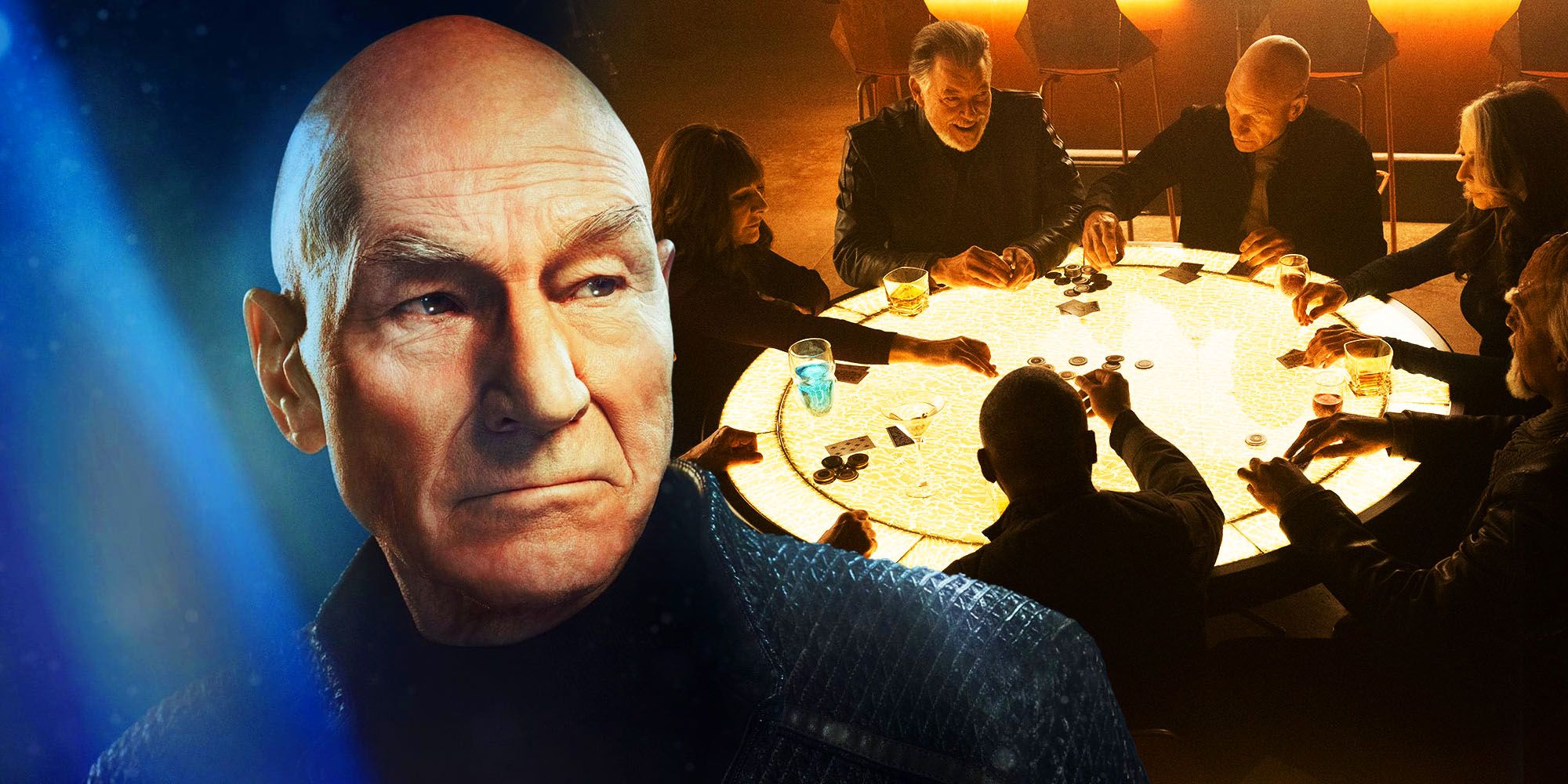Admiral Picard and the Star Trek: TNG cast in Picard season 3.
