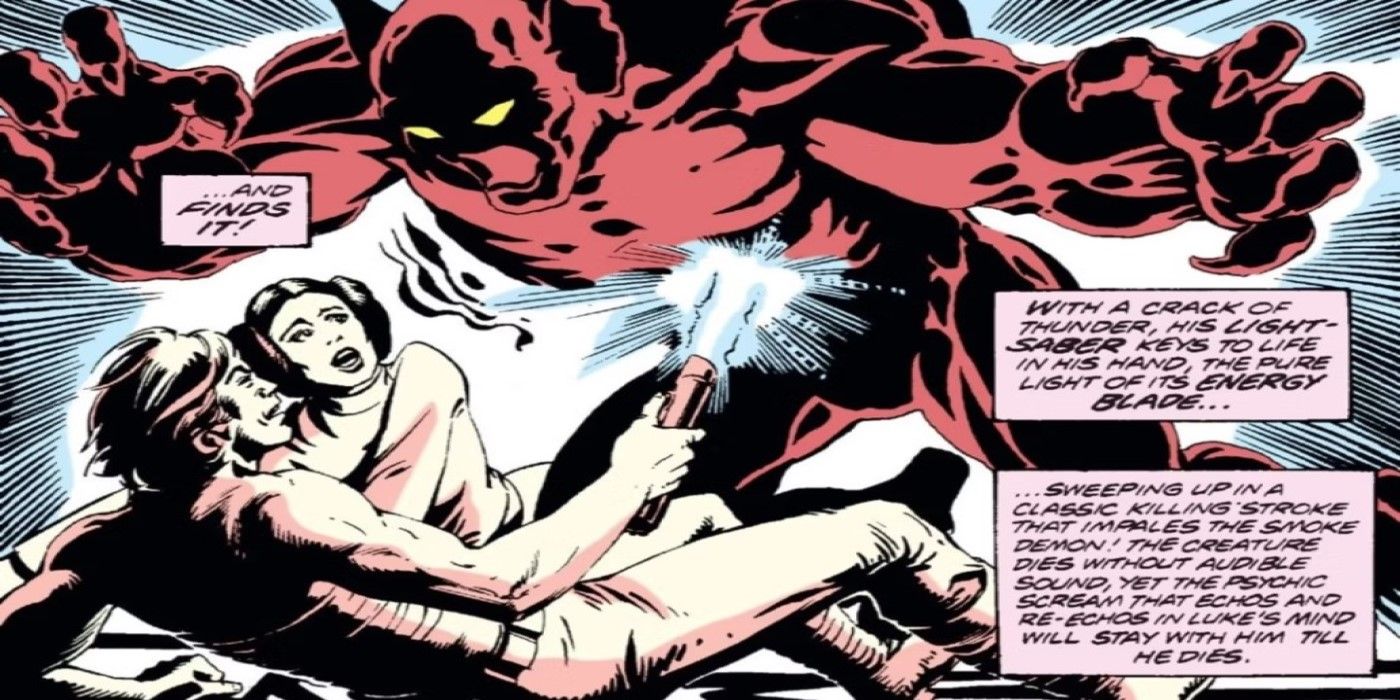 Luke Leia fight a Smoke Demon in Marvel&rsquo;s Star Wars.
