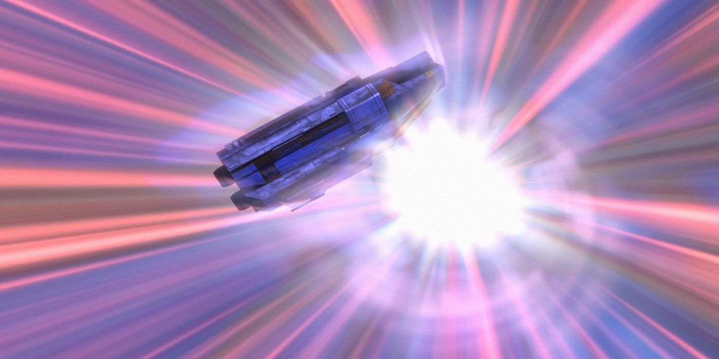 The Phantom is pulled out of hyperspace by an Interdictor in Star Wars Rebels.