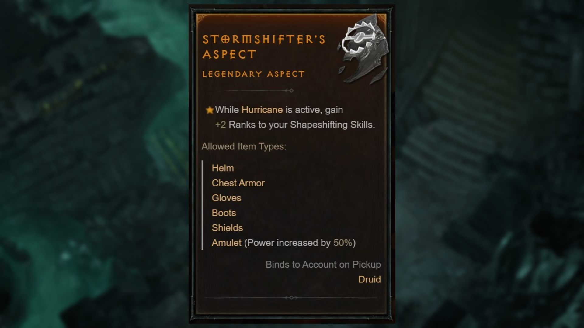 Stormshifter's Aspect in Diablo 4