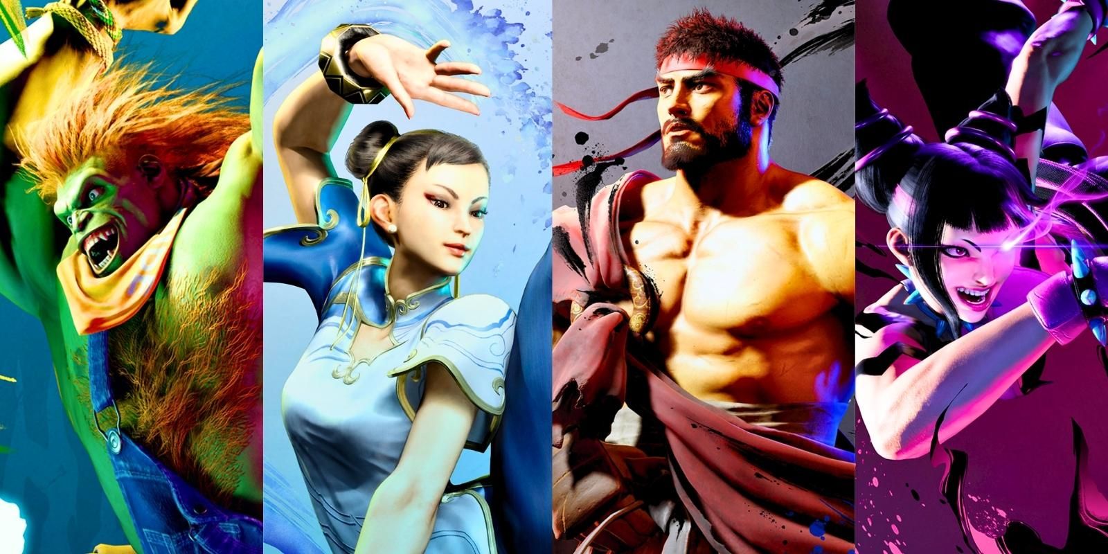Street Fighter 6 Masters Blanka, Chun-Li, Ryu, and Juri