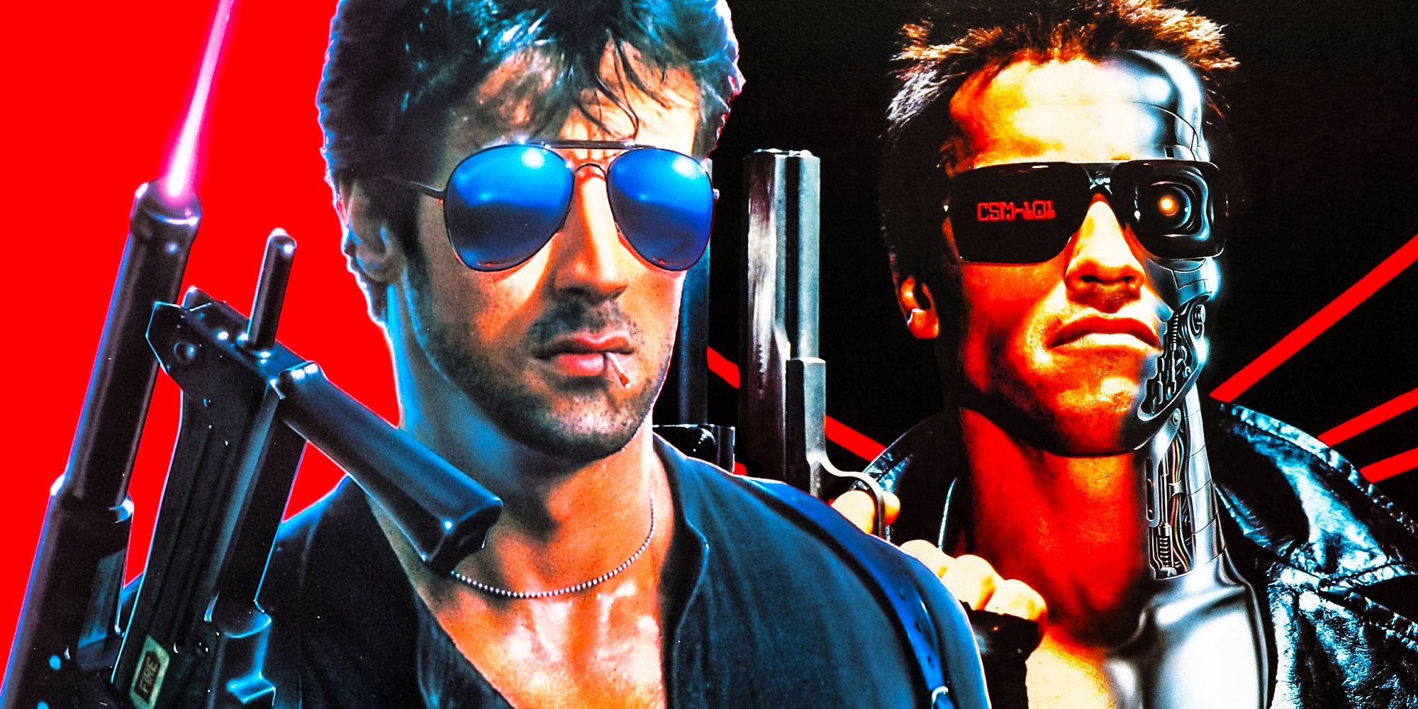 Sylvester Stallone en Cobra y Arnold Schwarzenegger en Terminator