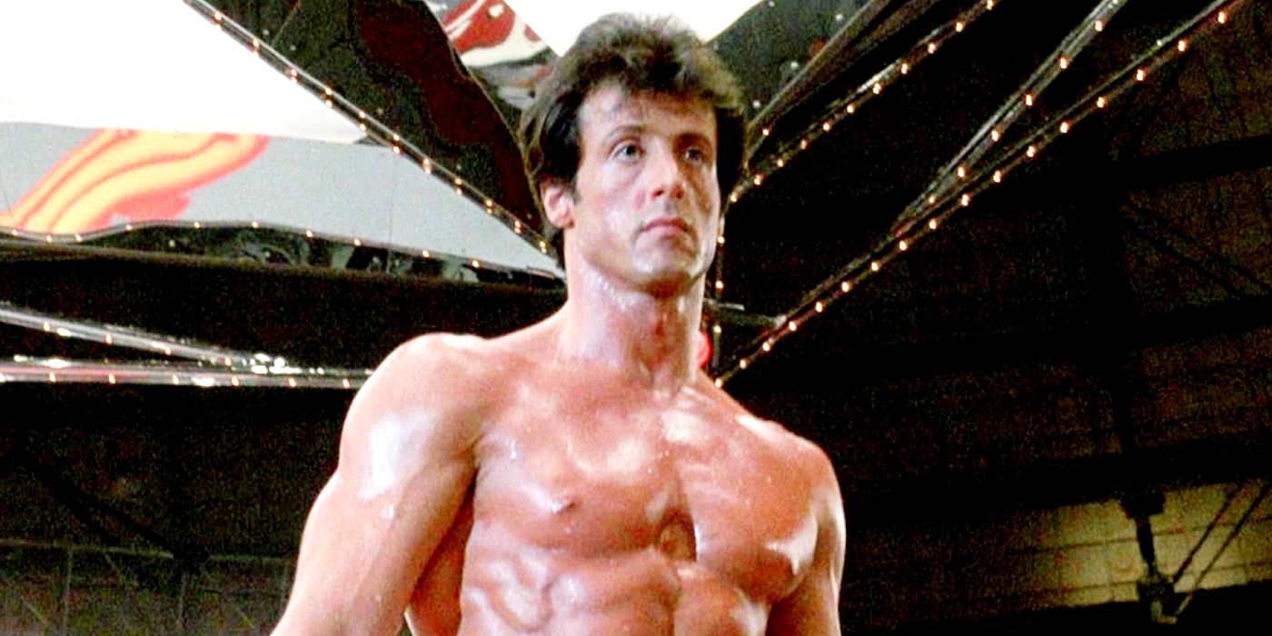 Sylvester Stallone shirtless in Rocky 3.