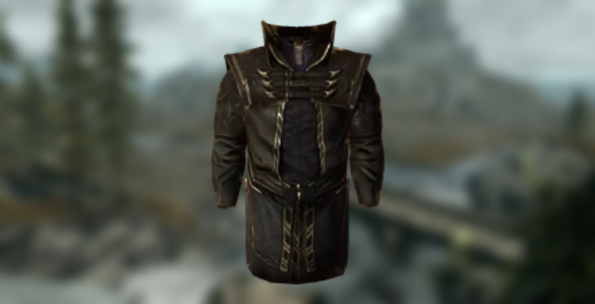 A render of a set of Thalmor robes against a blurry screenshot of Skyrim.