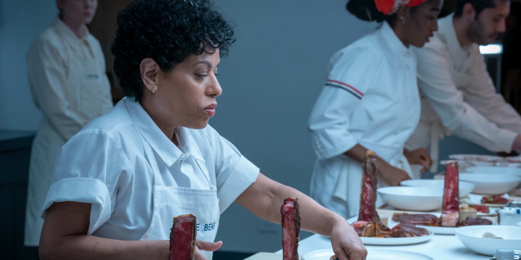 Tina preps the T-Bone dish in The Bear season 2