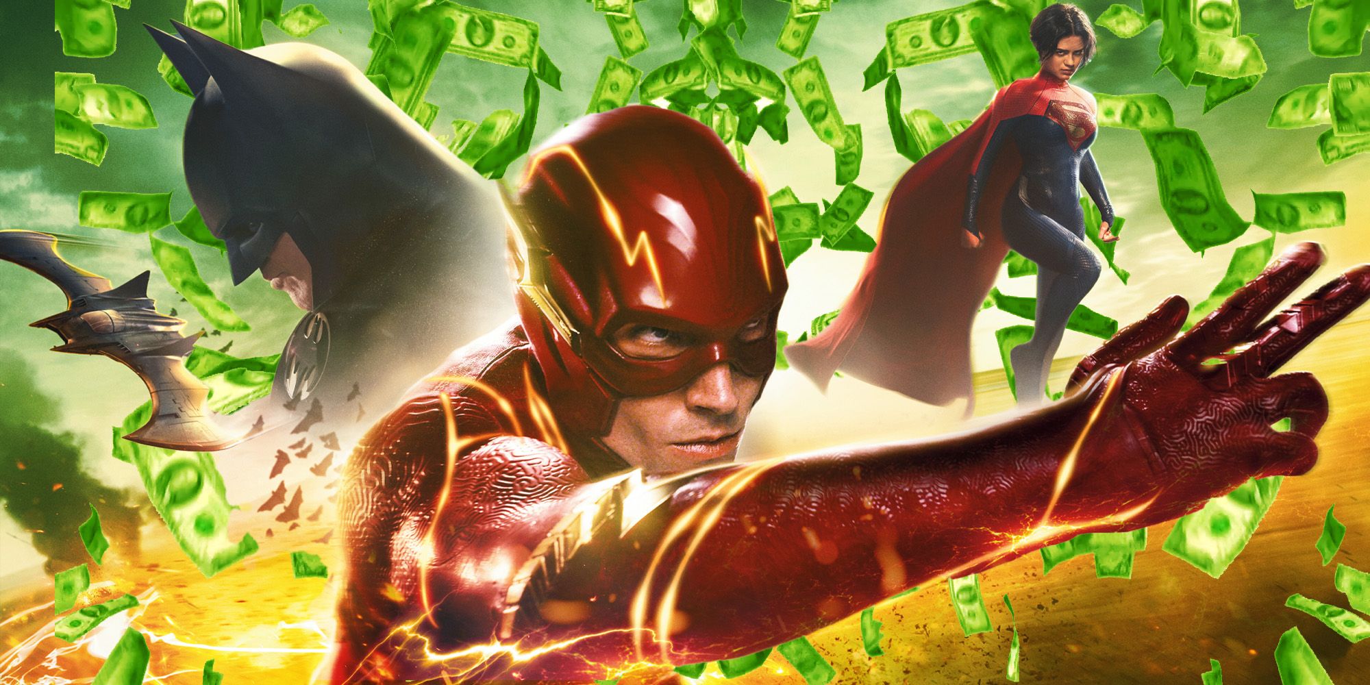 Batman, The Flash, Supergirl, and cash.